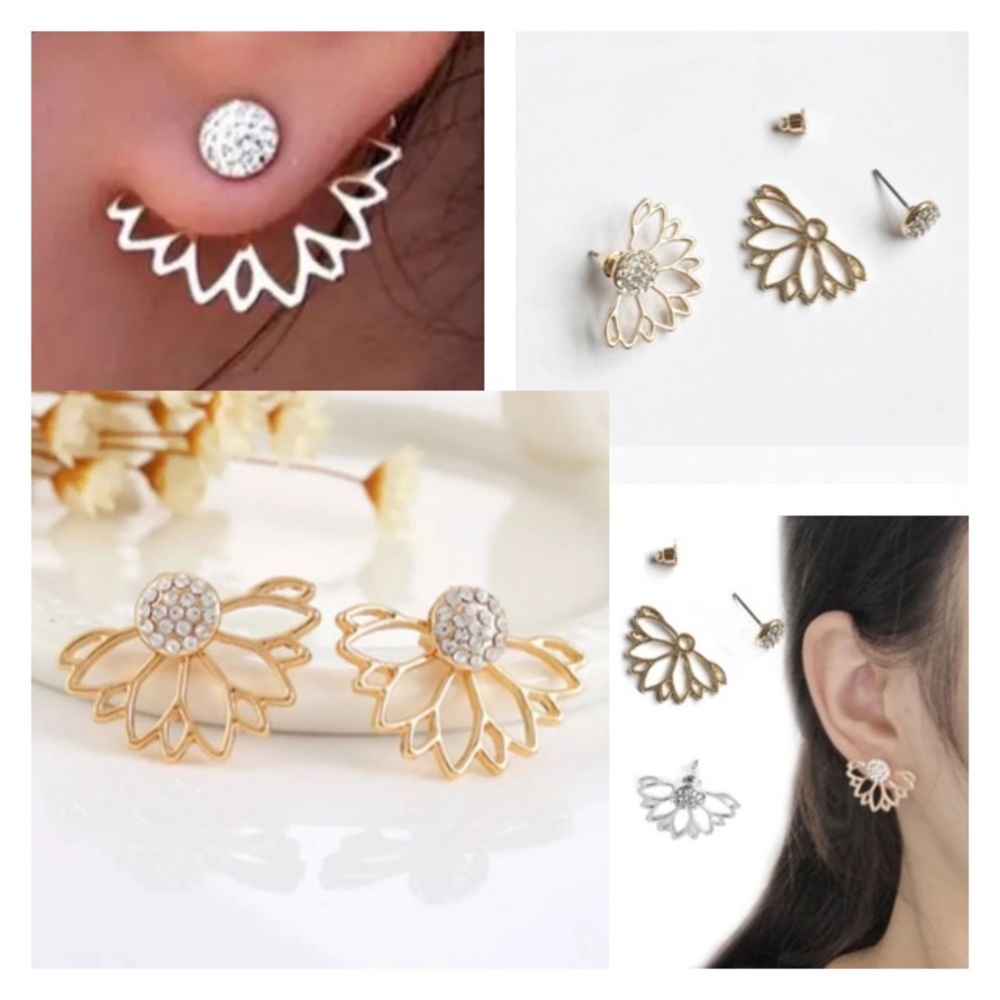 NEW!๐๐๐ผFLOWER BLING JACKET STUDS! ๐ผ๐๐GOLDEN! - Picture 1 of 8